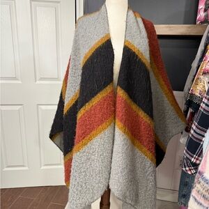 Woven Heart Multicolor Knit Poncho